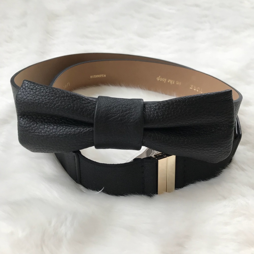 Kate spade bow black genuine leather belt
